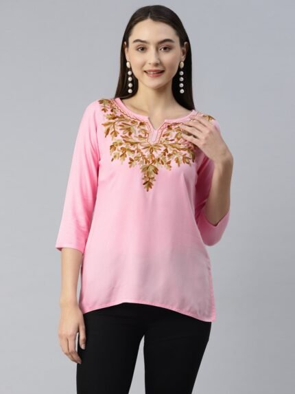 Aliyna Kashmiri Pink Kurti