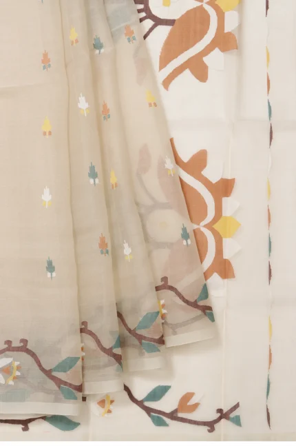 Sandal Bengal Jamadani Saree