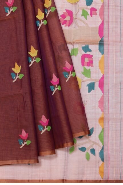 Brown Bengal Jamdani Saree