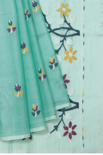 Sea Green Bengal Jamadani Saree
