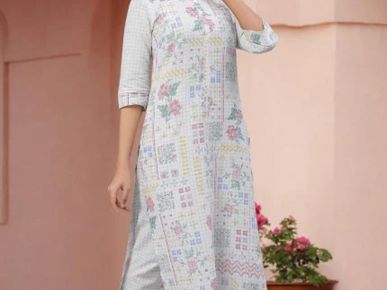 Seer Sucker Kurta and Pants Co-ord Set