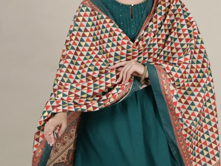 Multi-coloured Foil Abstract Printed Pure Cotton Dupatta