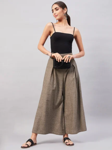 Smart Casual Brown  Handloom Palazzo