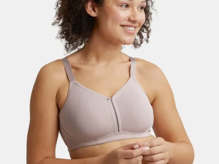 Mocha Combed Cotton Elastane Stretch Full Coverage Minimizer Bra