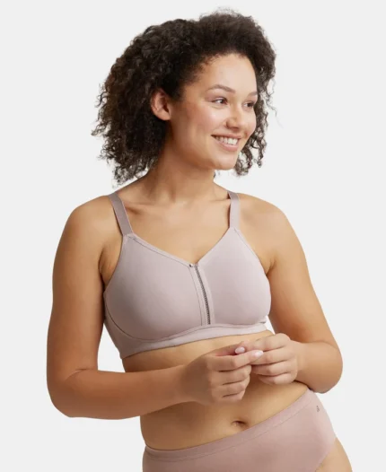 Mocha  Combed Cotton Elastane Stretch Full Coverage Minimizer Bra