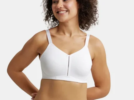 White Super Combed Cotton Elastane Stretch Full Coverage Minimizer Bra