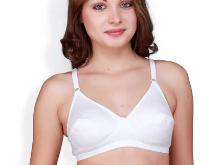 White Non-Wired Flora Cotton Full-Coverage Bra