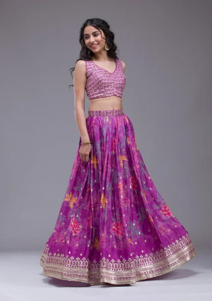 Sequins Georgette Readymade Lehenga
