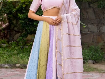 Multi-Colored Georgette Lehenga Set