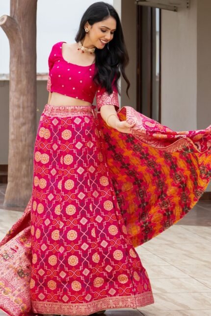 Rani Pink Silk Blend Lehenga Set