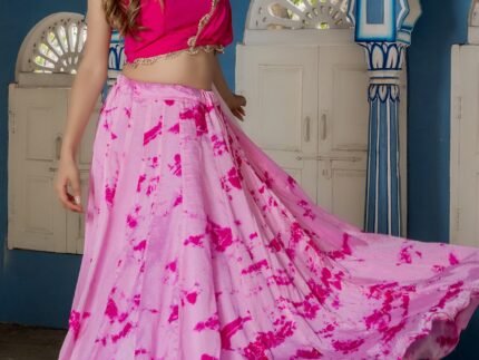 Pink Hand Tie-Dyed Lehenga Set