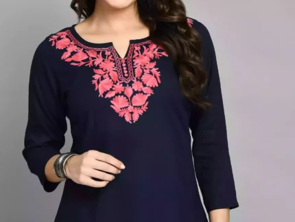 Blue Kashmiri Embroidered Short Kurti