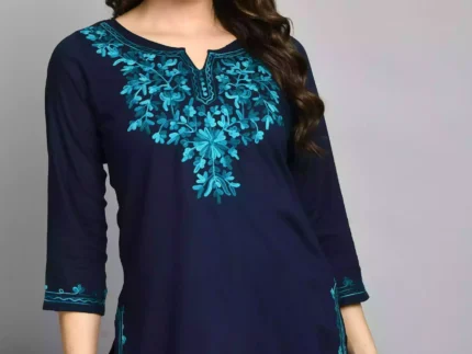 Blue Kashmiri Short Kurti
