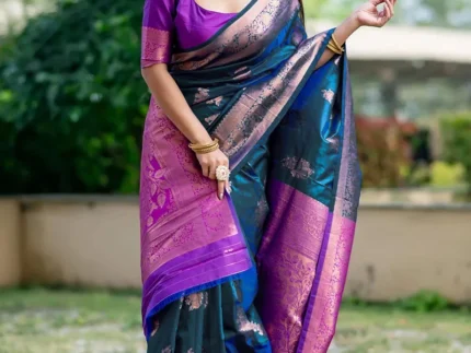 Gorgeous Jacquard Zari Work Banarasi Silk Saree Festive Wear