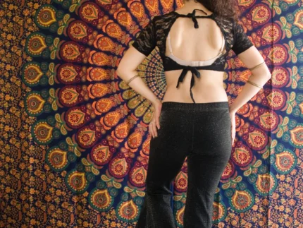 Black Lace Choli Top - Your size - Short Sleeve Tribal Top - ATS, Tribal Fusion, Tribal Bellydance