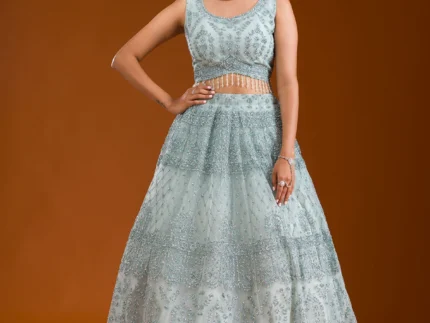 Stonework Net Readymade Lehenga