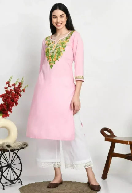 Light Pink Embroidered Kurti