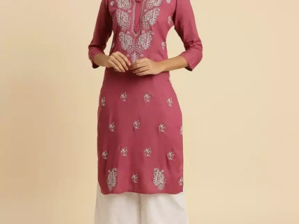 Wild Orchid Pink Chikankari Kurti