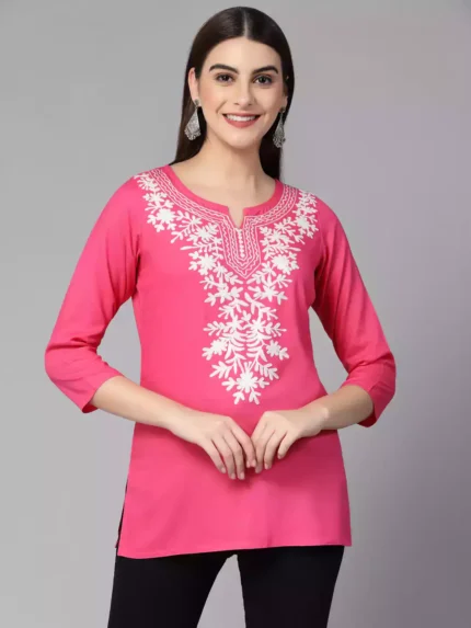 Pink Kashmiri Short Kurti