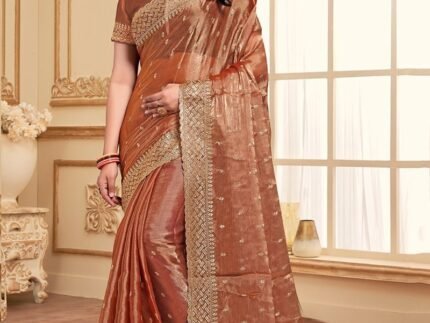 Zari Embroidered Sequins Saree Festive Wear